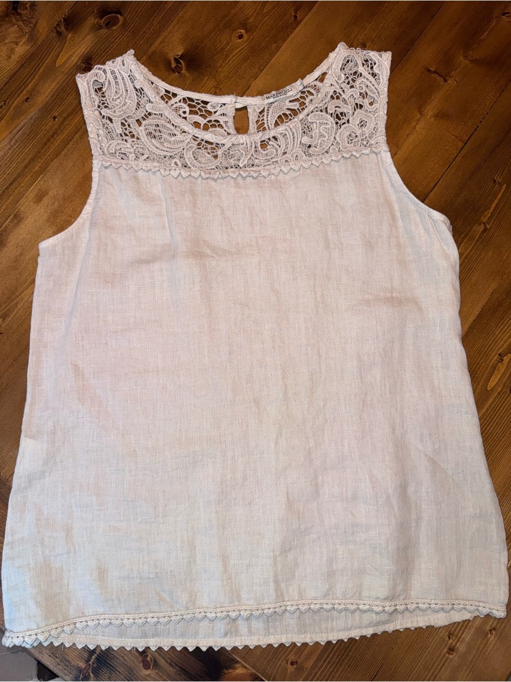 Maria Gigli Made in Italy 100% Linen Lace Tank Top Size Large